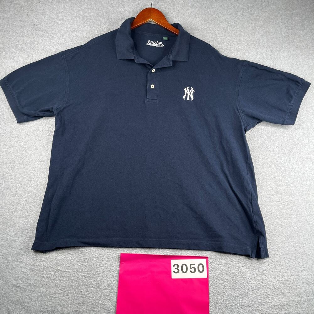 New York Yankees Polo Shirt Stitches Navy Blkue Embroidered Logo Mens 2XL